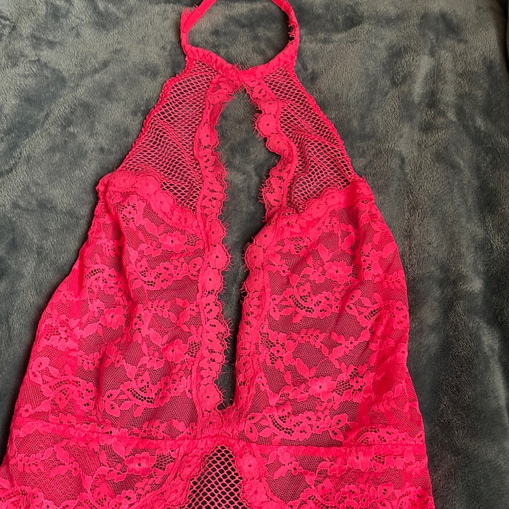 Victoria secret neon pink lingerie one piece